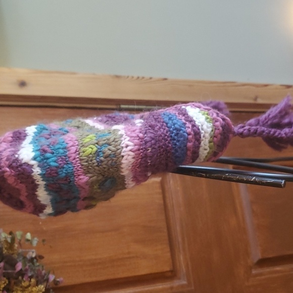 Fur Headwear Multicolored Wool Knit Earflaps with Tassels Hat - Picture 4 of 9